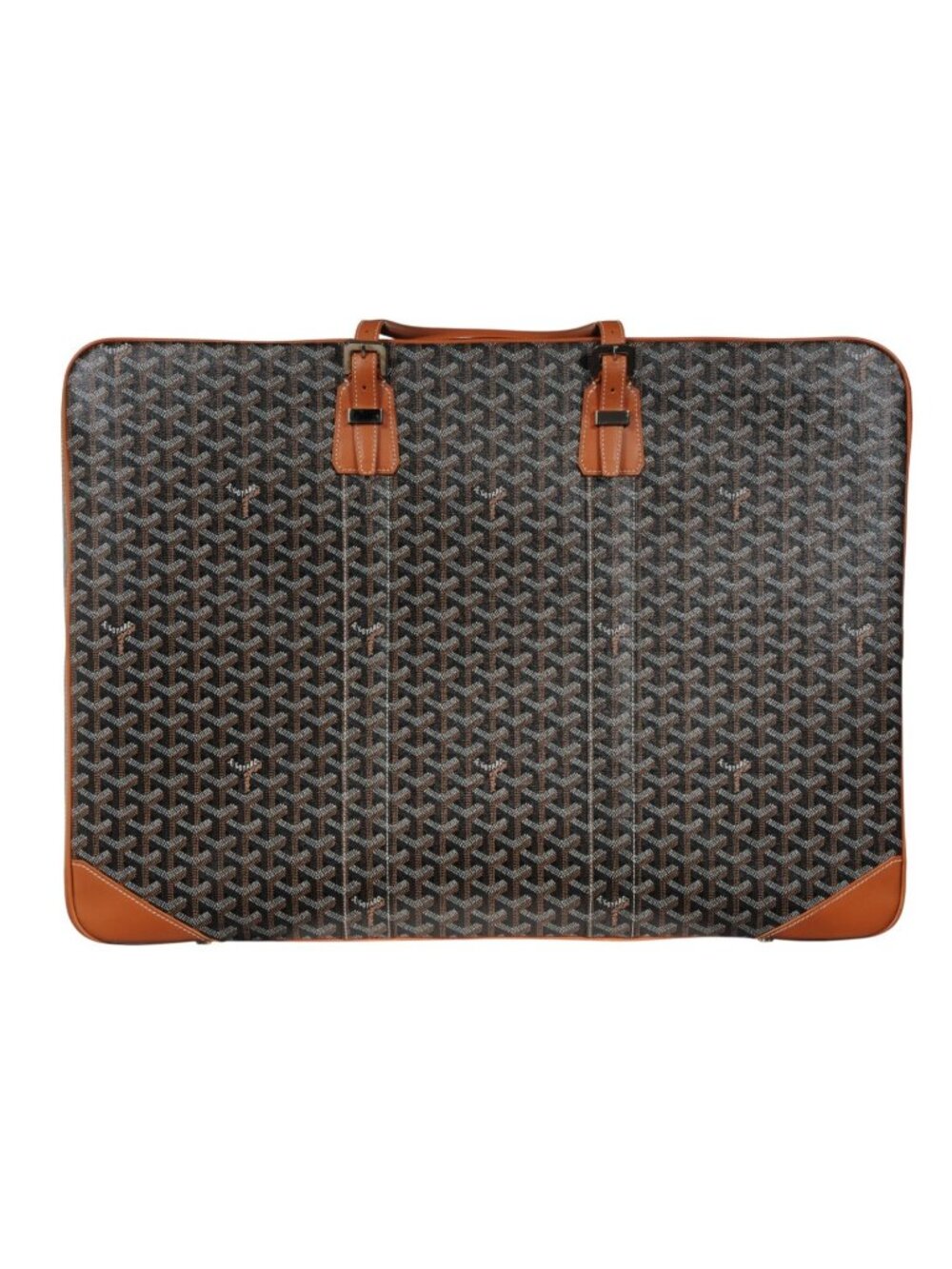 Goyard Brown Goyardine Canvas Leather Majordome 60 Travel Luggage Trunk Bag